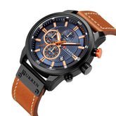 Men Waterproof Chronograph Sport Military Male Clock Top Brand Luxury Leather Man Wristwatch